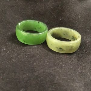 Pair of Jade Rings — size 7 approx.
